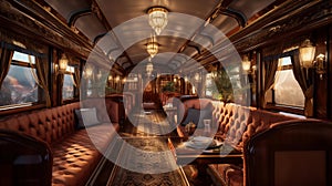 Ornate retro vintage luxury upholstery train carriage