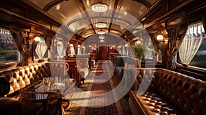 Ornate retro vintage luxury upholstery train carriage