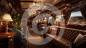 Ornate retro vintage luxury upholstery train carriage