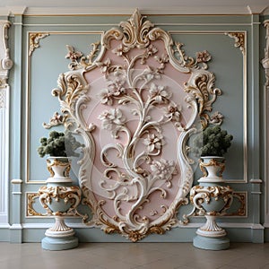 Ornate rococo decoration adorns the elegant room