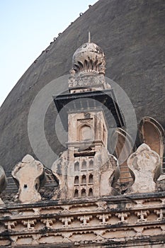 Ornate Sculpture on Dome, Gol Gumbaz Mausoleum, Bijapur, Karnataka, India