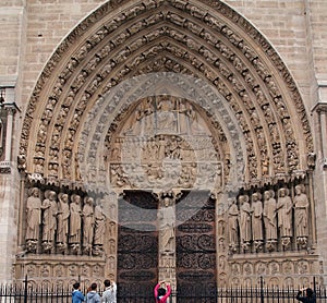 Arched Entrance, Notre dame cathedral, Paris, France