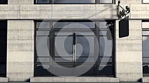 An ornate sign mounted outside a generic unbranded shop facade