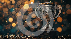 The ornate silver trophy.AI generated image