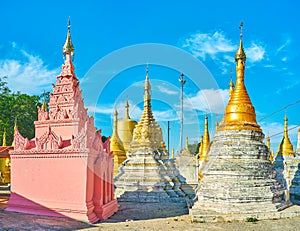 The ornate stupas of Nget Pyaw Taw Paya, Pindaya, Myanmar