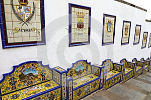 Ornate tile benches in Firgas Canary Islands photo