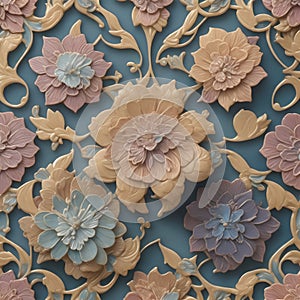 Ornate tile pattern delicate and intricate flower shapes generated by Ai photo