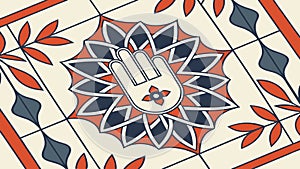 Ornate traditional textile pattern with stylized floral elements. vector design Generative AI