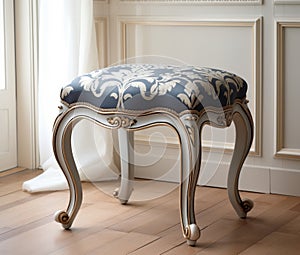 Ornate Upholstered Footstool in Elegant Room