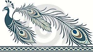 Ornate decorative feather motif, elegant and flowing artistic element. vector design Generative AI