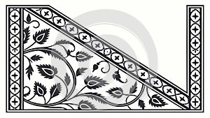 Ornate Border Pattern with Geometric and Floral Elements, vector design Generative AI