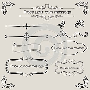 Ornate vintage frames and scroll elements.