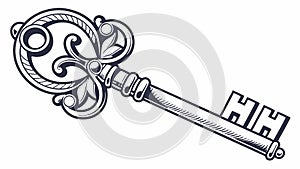 Ornate Vintage Skeleton Key Vector for Charm. vector design Generative AI