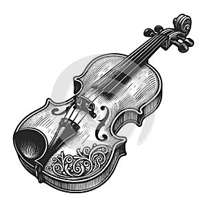 Ornate Violin with Detailed Scrollwork raster