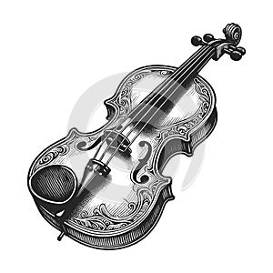 Ornate Violin with Detailed Scrollwork raster