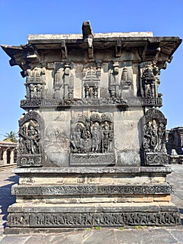 Ornate wall panel reliefs depicting Hindu deities in Chennakesava temple