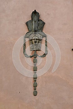 Ornate Wall Sculpture, 16 Via Cesare Battisti, Lucca, Tuscany, ItalySculpture