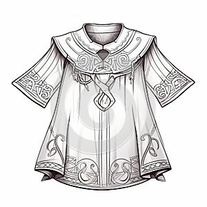 Ornate White Clothing: Concept Art Style With Detailed Penciling