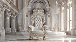 Ornate White And Gold Throne