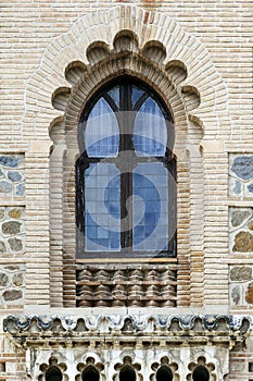Ornate window in moorish style in Toledo railway station photo