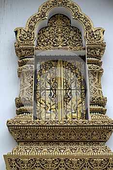 Ornate window at Wat Saen Muang Ma Luang, Chiang Mai, Thailand