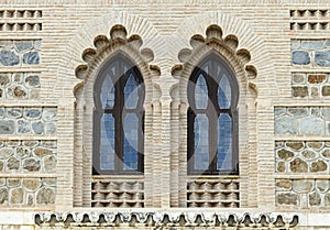 Ornate windows in moorish style in Toledo railway station photo