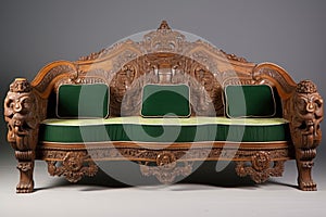 ornate wooden victorian sofa with intricate carvings