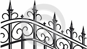 Ornate Wrought Iron Bridge Design Element, vector design Generative AI