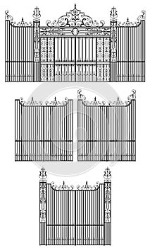 Ornate, wrought Iron gate design with decorative elements.