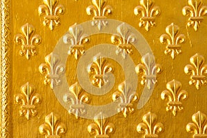 Ornated door with decorative golden flower pattern