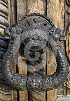Ornated door hardware lion head