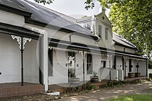 ornated porch at traditional picturesque house, Stellenbosch, South Africa