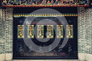 Ornately painted door at Pak Tai Temple, Cheung Chau island, Hong Kong