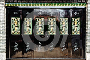 Ornately painted door at Pak Tai Temple, Cheung Chau island, Hong Kong