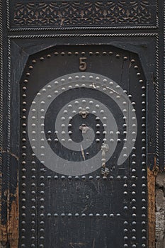 Ornately tradtional decroated doorway in Marrakech, Morocco.