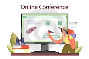 Ornithologist online service or platform. Zoologist research