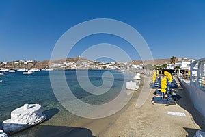 Ornos beach and village - Mykonos island - Aegean sea - Greece