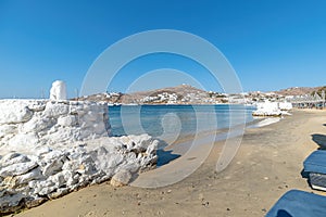 Ornos beach and village - Mykonos island - Aegean sea - Greece