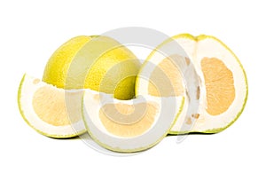 Oroblanco fruit with a slice and half