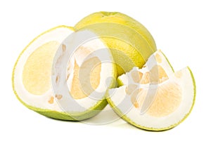 Oroblanco fruit with a slice and half
