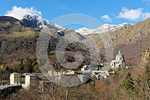 Oropa sanctuary in italian Alps