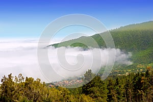 Orotava valley with sea of clouds in Tenerife mountain photo