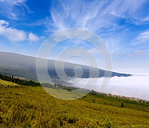 Orotava valley with sea of clouds in Tenerife mountain photo