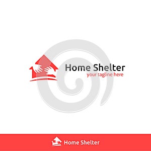 Orphanage orphan home shelter vector logo. people, kids care or homeless care organization charity, community helping each other.