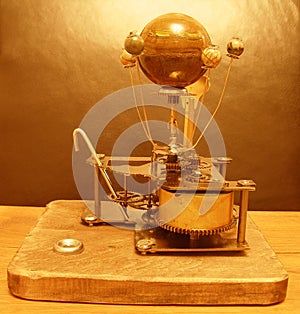 Orrery Steampunk Art clock with jupiter and 4 moons