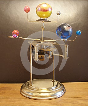 Orrery Steampunk Art clock and planets.