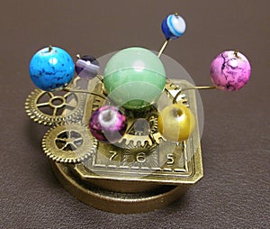 Orrery steampunk art small sculpture for dolls house.