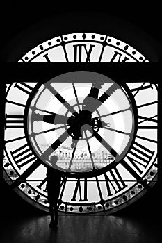 The Orsay museum (Musee d'Orsay) clock in black & white, Paris,