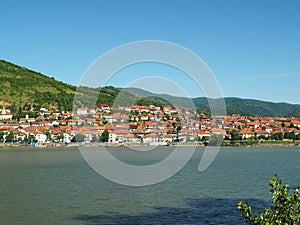 Orsova city, Romania, on the shore of Danube river.