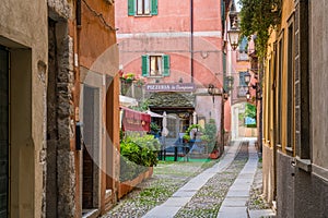 Orta San Giulio, beautiful village on Lake Orta, Piedmont Piemonte, Italy.